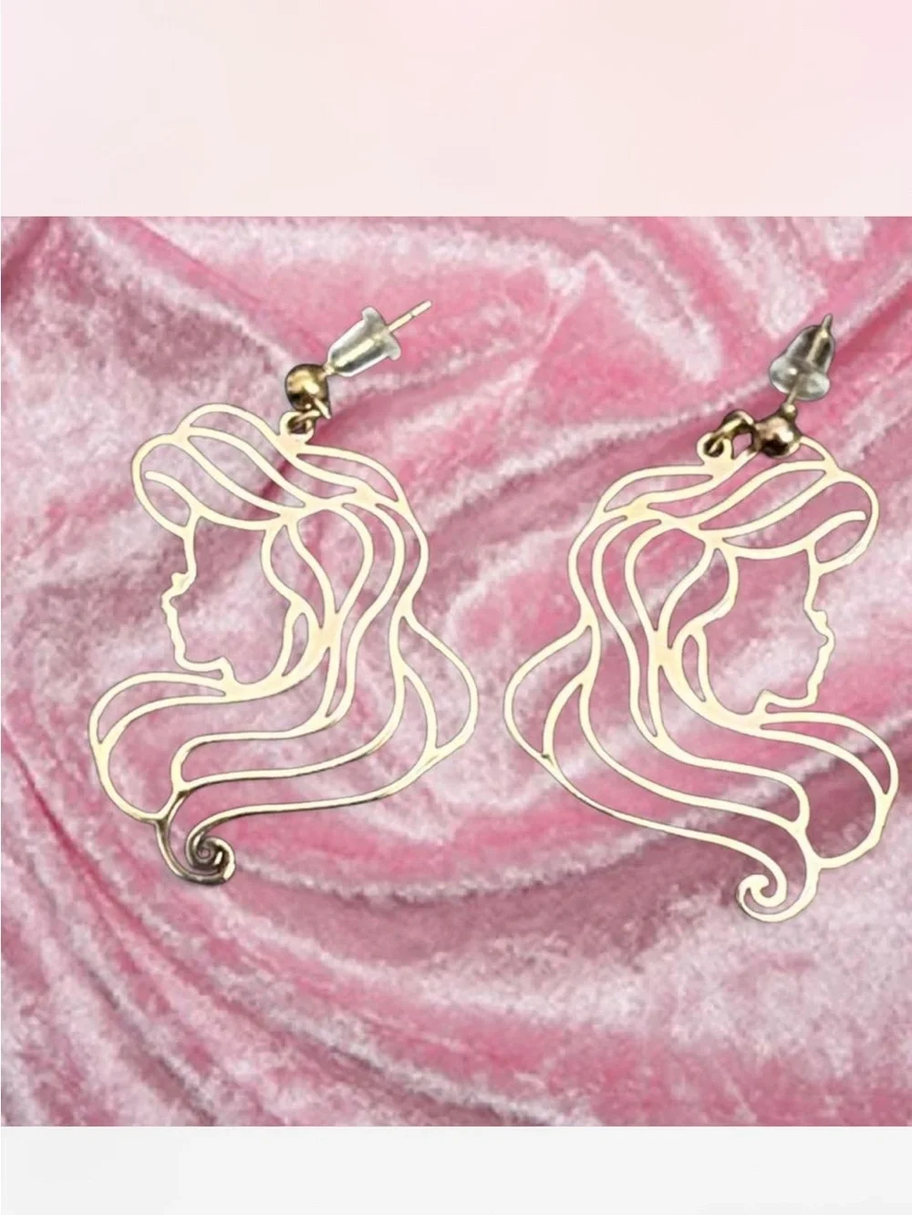 Disney Little Mermaid Elegant Gold Silhouette Earrings